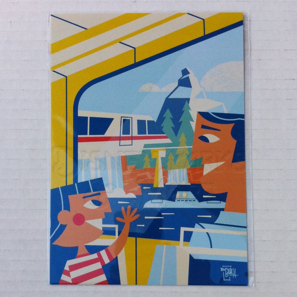 Disney Parks WonderGround Postcard A Trip Around The Park Monorail Ben Burch